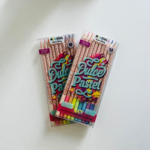 Lapices De Colores Largos. Mooving X 10 - Pastel