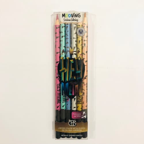 Lapices De Colores Largos Mooving Metalizados X 6